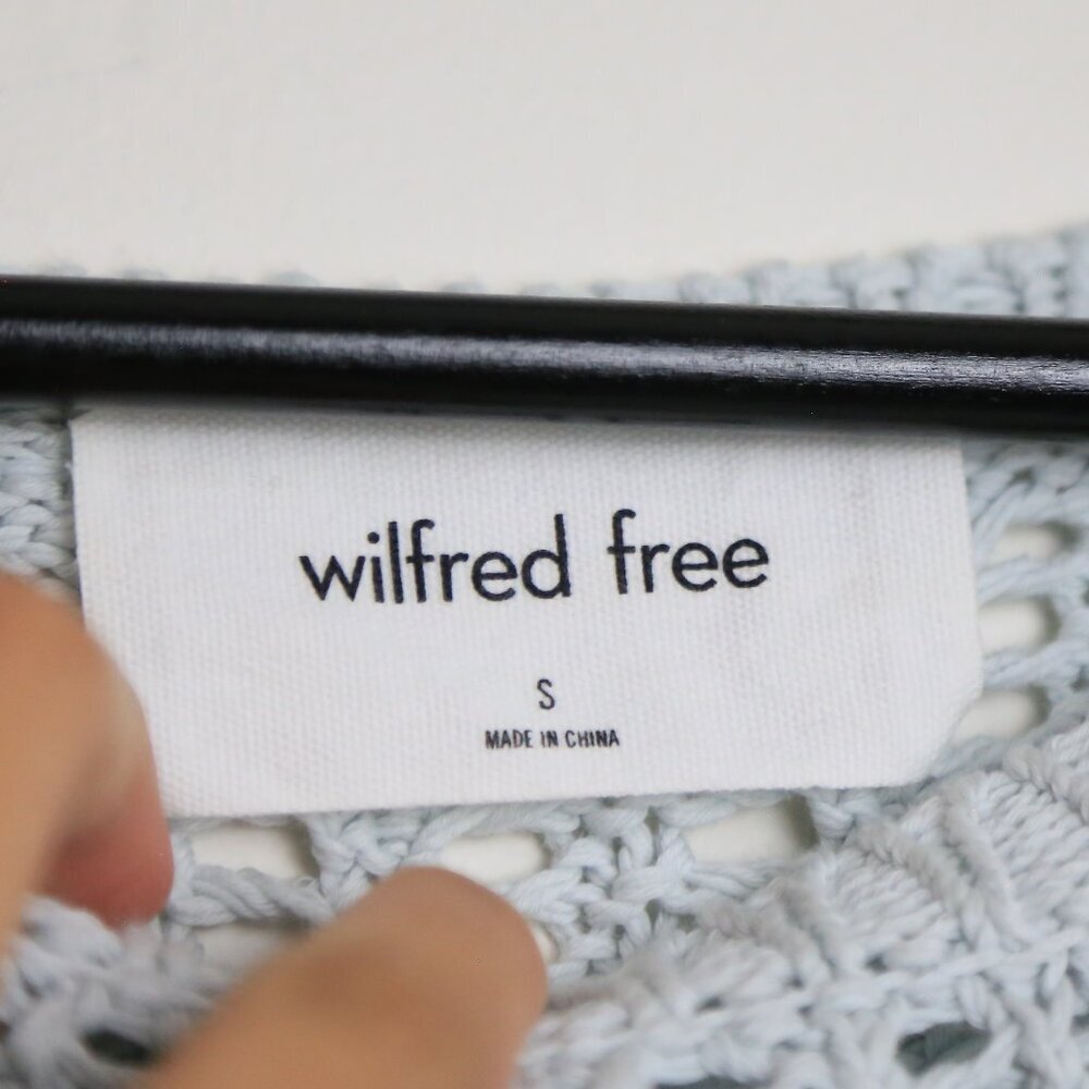 Aritzia Wilfred Free Afterglow Glacier Blue Mesh Cotton Boatneck Sweater Small - Picture 4 of 9